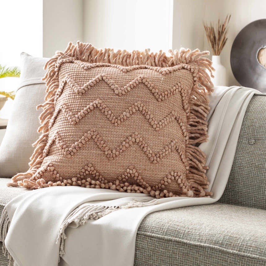 Rimbey Dusty Pink Square Throw Pillow - Clearance