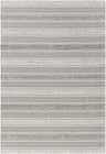 Close-up of Ringtown Washable Area Rug. Charcoal and ivory cotton rug with a bohemian diamond and stripe pattern. Design-Rectangle-5373