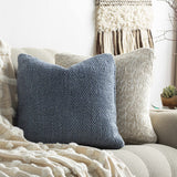 Arno Handmade Blue Square Throw Pillow - Clearance