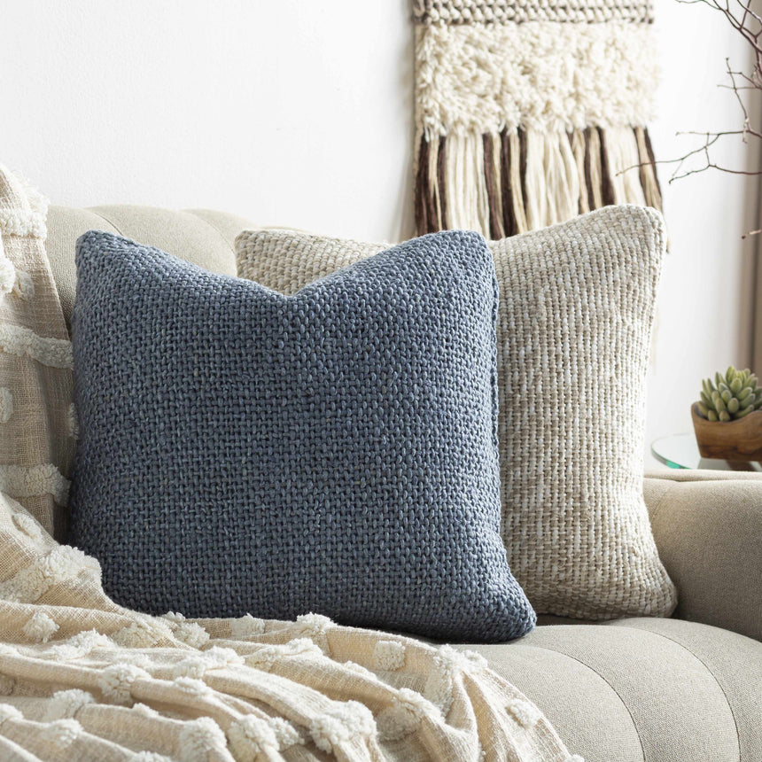 Arno Handmade Blue Square Throw Pillow - Clearance