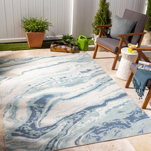 Rennerdale Blue Marble Rug - Clearance