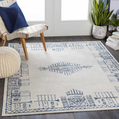 Bellvale White/Blue Tribal Area Rug - Clearance