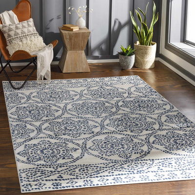 Woolpit Blue Dotted White Rug - Clearance