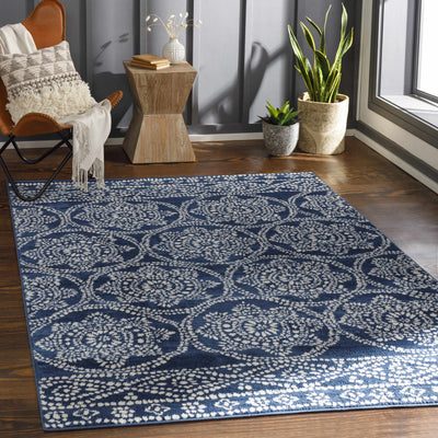 Bavon White Dotted Blue Rug - Clearance