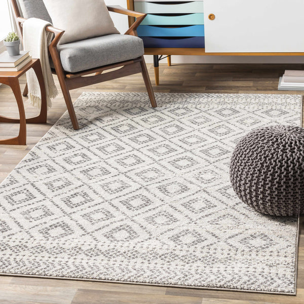 Webb White Charcoal Trellis Area Rug