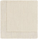 Bordered Solid Beige Cream Wool Rug