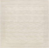 Bordered Solid Beige Cream Wool Rug