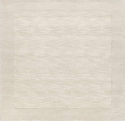 Bordered Solid Beige Cream Wool Rug