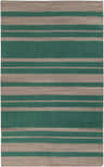 Close-up of the hand woven Rosser Area Rug; emerald and medium gray stripes, 100% wool. Design-Rectangle-58