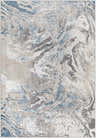 Close-up of Rosthern Blue Marble Rug, a contemporary rug with charcoal, gray, light gray, and teal marbled pattern. Design-Rectangle-527