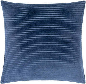 Navon Navy Horizontal Ribbed Stripe Modern Cotton Velvet Accent Pillow - Clearance