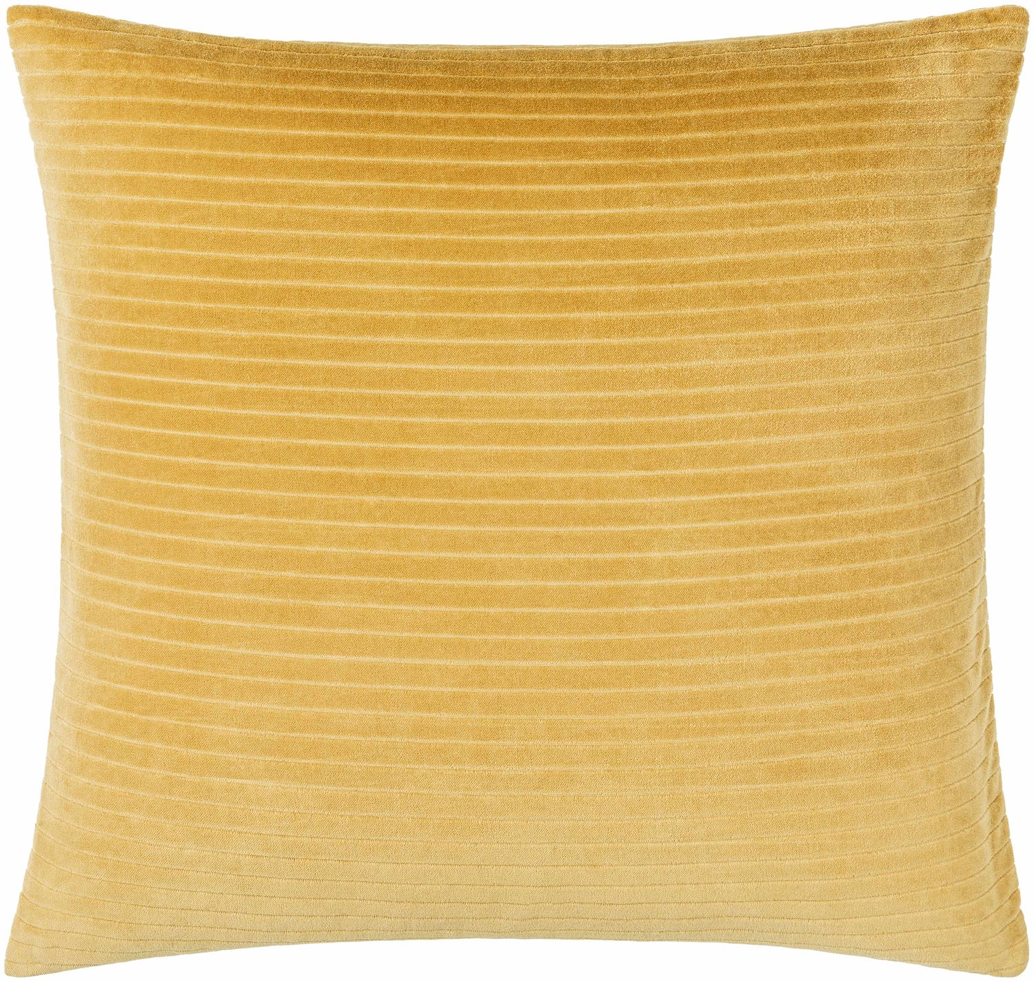Aurox Mustard Horizontal Ribbed Stripe Modern Cotton Velvet Accent Pillow