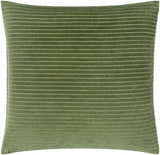 Olvex Olive Horizontal Ribbed Stripe Modern Cotton Velvet Accent Pillow
