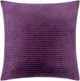 Pluvia Plum Horizontal Ribbed Stripe Modern Cotton Velvet Accent Pillow - Clearance