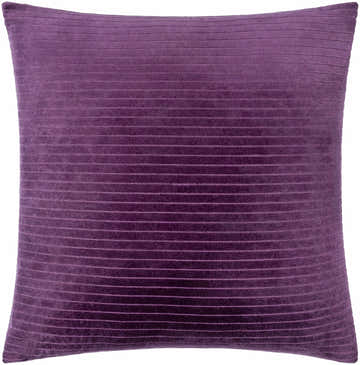 Pluvia Plum Horizontal Ribbed Stripe Modern Cotton Velvet Accent Pillow - Clearance