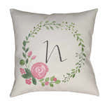 Rimaz Floral Wreath White Accent Outdoor Pillow
