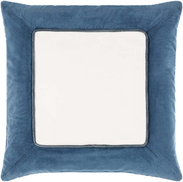 Rahiq Blue Border Cotton Throw Pillow - Clearance