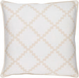 Artemas Beige Diamond White Throw Pillow - Clearance