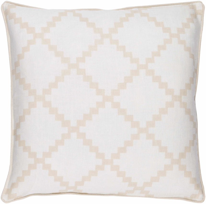 Artemas Beige Diamond White Throw Pillow - Clearance