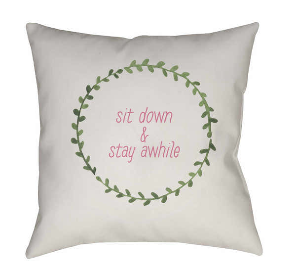 Ronni White Leaf Wreath Accent Outdoor Pillow