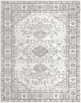 Detailed charcoal and light gray Rueter Area Rug with a traditional floral pattern. Clearance item. Design-Rectangle-710103