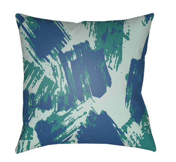 Ruwa Abstract Blue Green Outdoor Throw Pillow