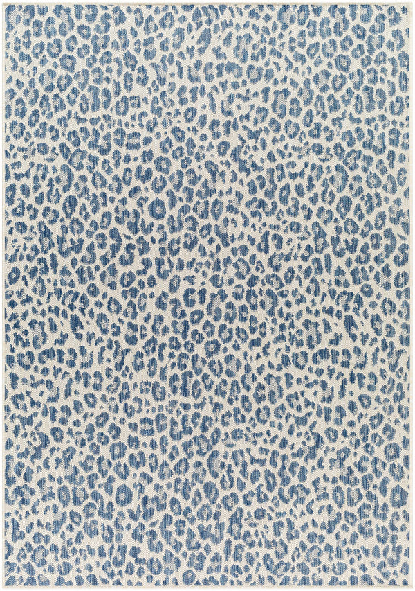 Garbo Blue Leopard Print Area Rug