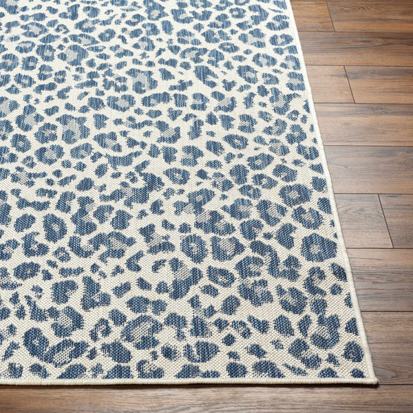 Garbo Blue Leopard Print Area Rug