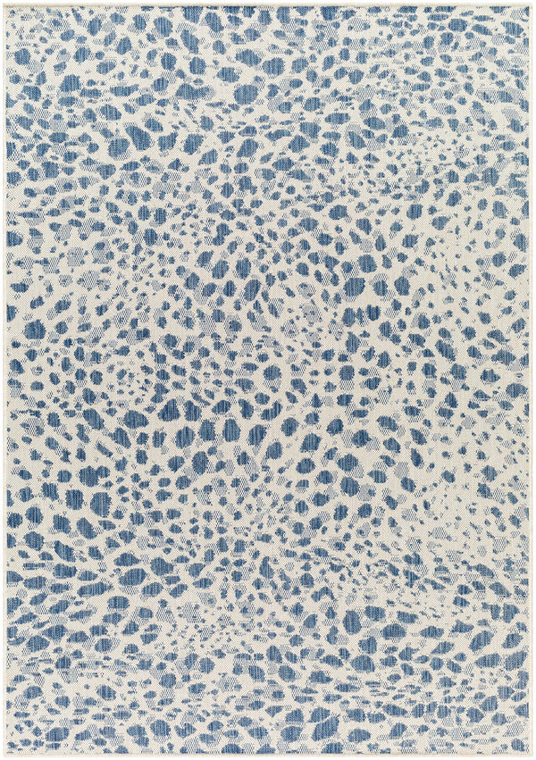 Erno Blue Leopard Print Area Rug