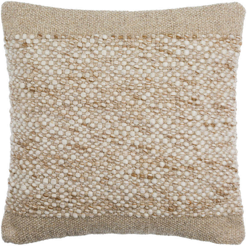 Braelin Ivory Braided Knit Texture Cottage Farmhouse Wool Accent Pillow