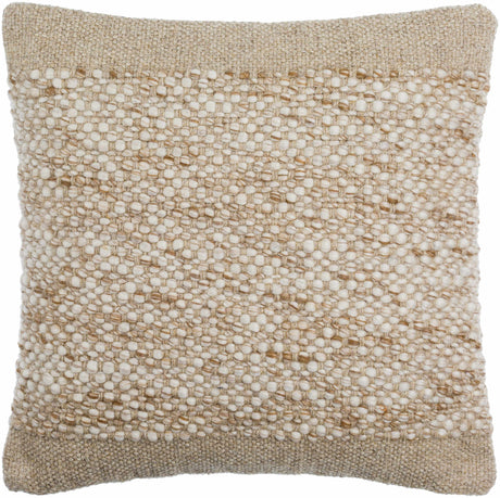 Braelin Ivory Braided Knit Texture Cottage Farmhouse Wool Accent Pillow