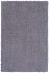 Close-up of the Tingly Solid Grey Shag Rug, showing its soft, textured polyester pile. Charcoal color. Hand woven rectangle. Design-Rectangle-576