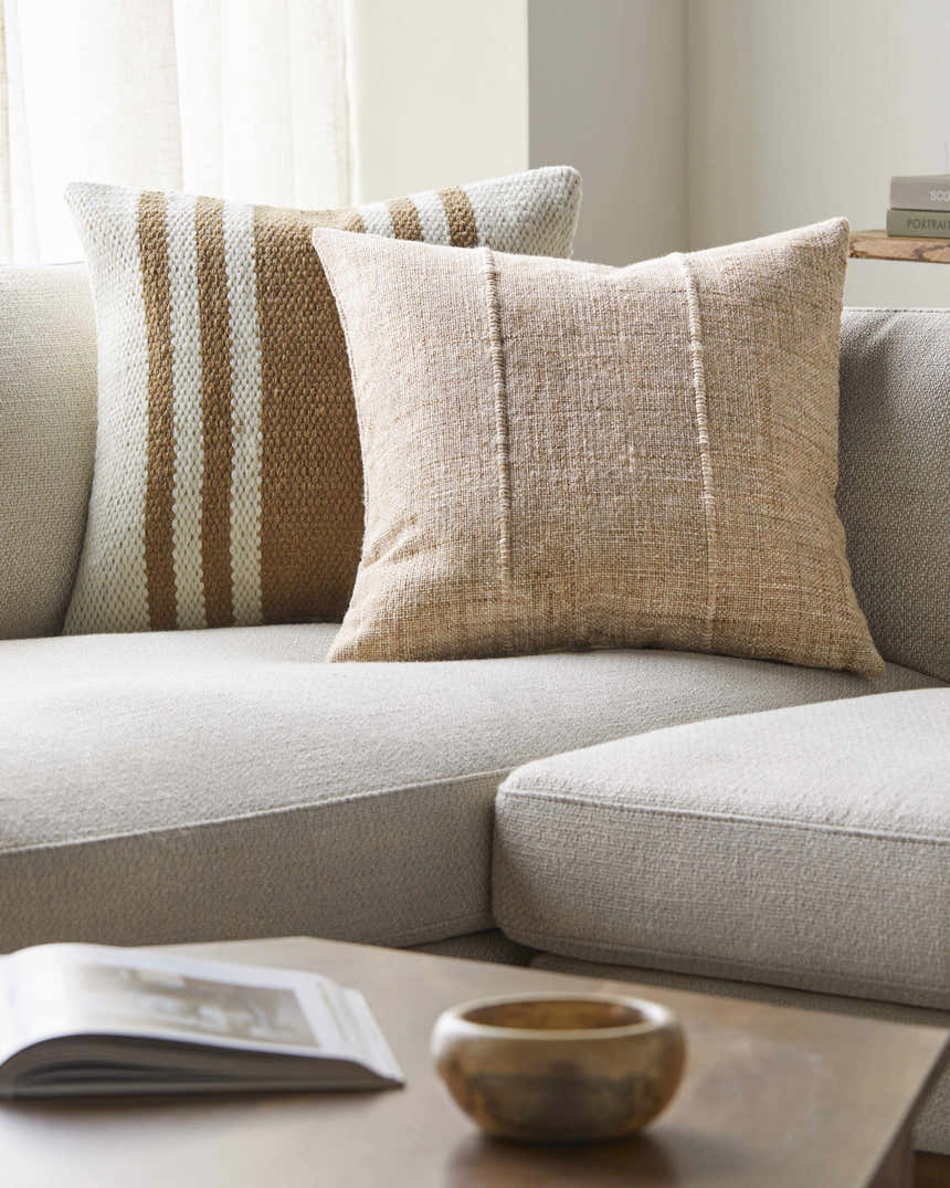 Boreva Beige Diamond Tribal Bohemian Recycled PET Yarn Outdoor Accent Pillow