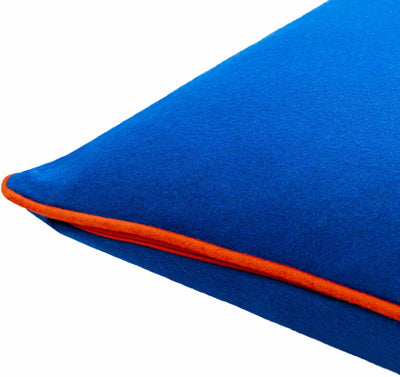 Rizzo Blue Orange Trim Wool Throw Pillow
