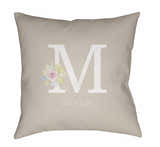 Roddy Floral Monogram Accent Outdoor Pillow