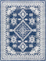 Ryton White&Blue Area Rug with a bohemian, oriental design. Machine woven polypropylene rug with a distressed look. Design-Rectangle-537