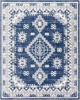 Ryton White&Blue Area Rug with bohemian geometric pattern. Machine-woven polypropylene rug. Design-Rectangle-71010