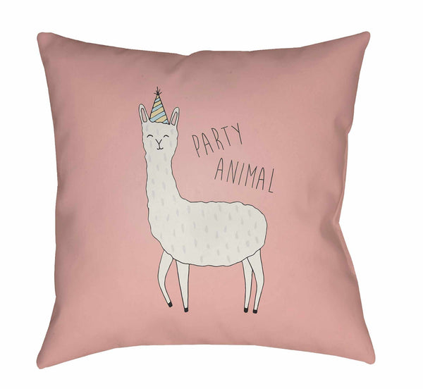 Ronli Pink Llama Party Animal Throw Pillow