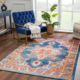 Istanbul Medallion Blue & Orange Area Rug - Clearance