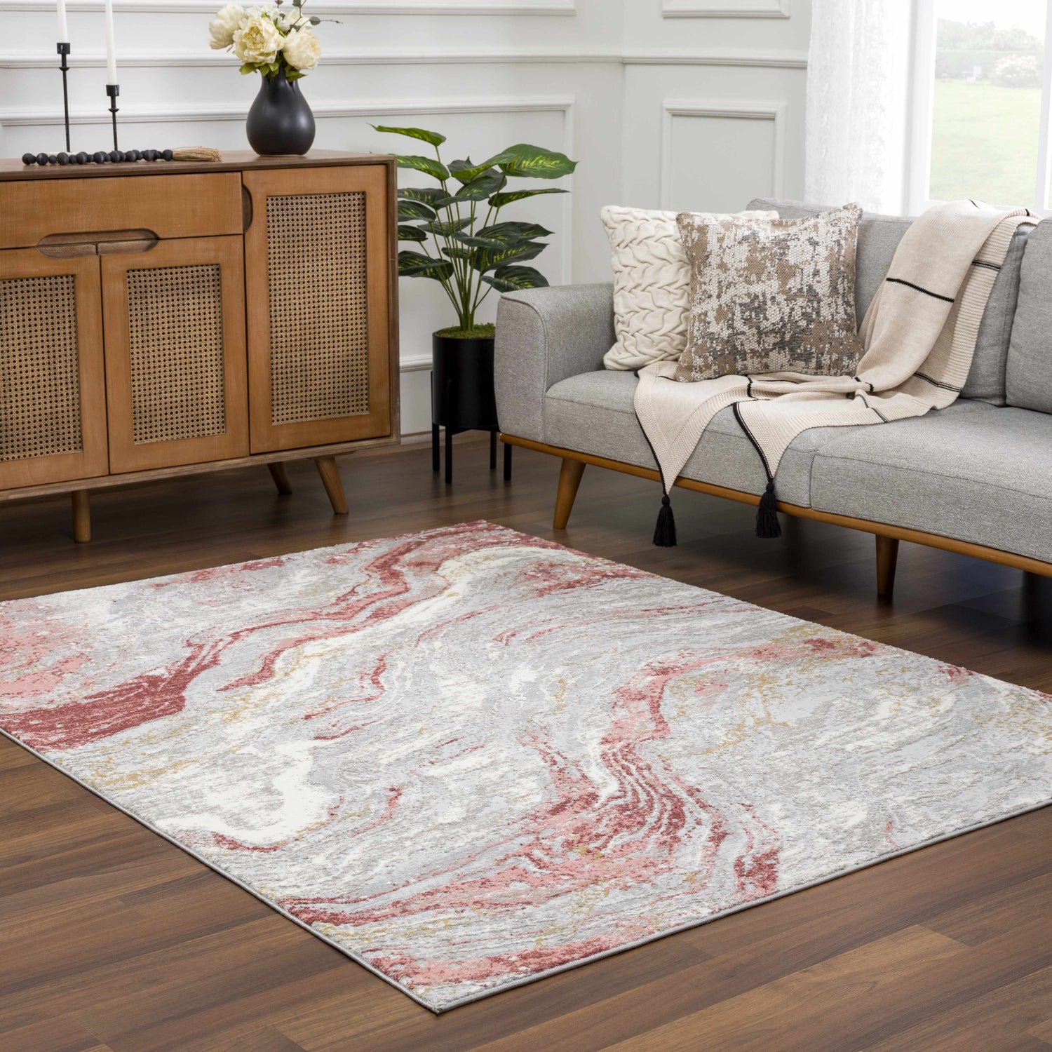 Lively Marble Pink Area Rug