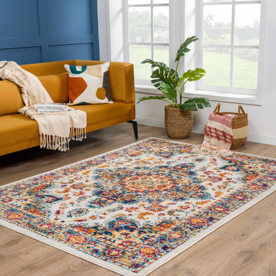 Istanbullu Blue & Orange Area Carpet - Clearance