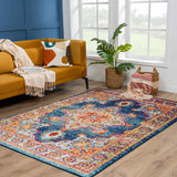Istanbul Medallion Blue & Orange Area Rug - Clearance