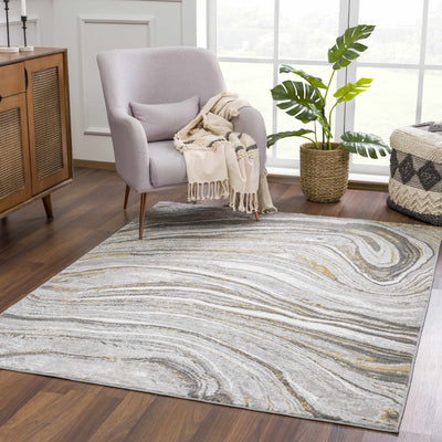 Live Marble Gray & Gold Area Rug