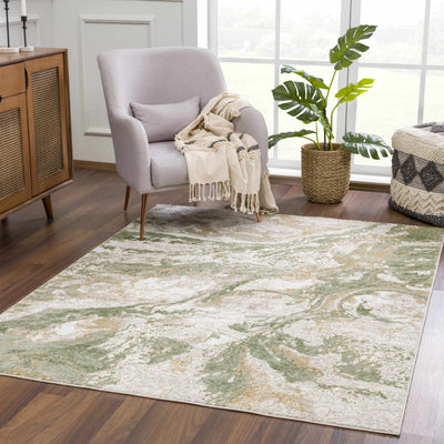 Lively Marble Green Area Rug