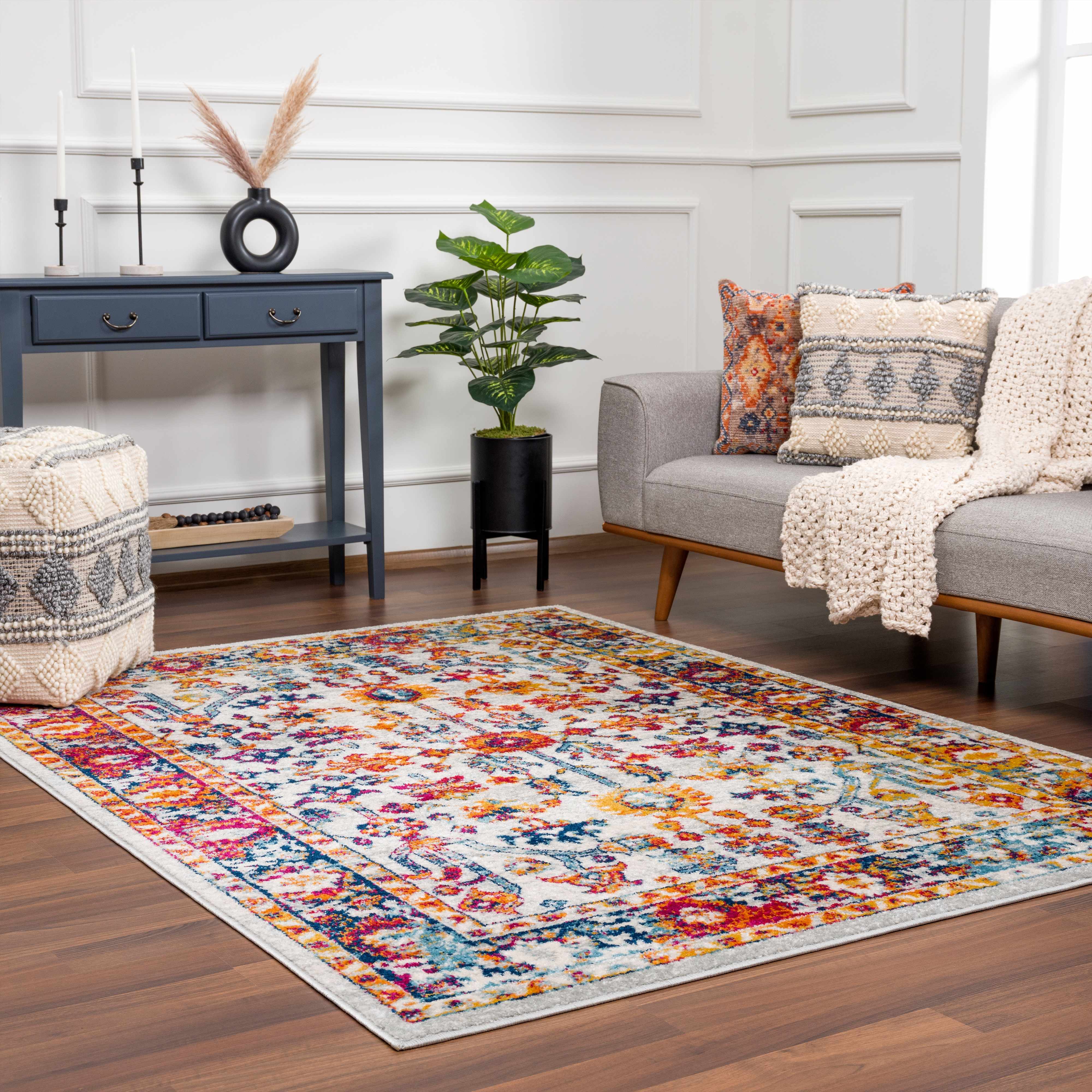Istanbul Colorful Rug - Clearance placed in a styled room setting, harmonizing with surrounding room decor.  Area Rug Backing Polyester 
