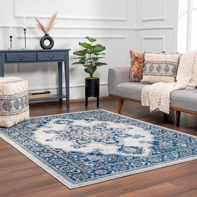 Istanbul Medallion Blue Area Carpet - Clearance