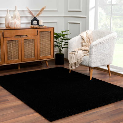 Heavenly Solid Black Plush Rug - Clearance