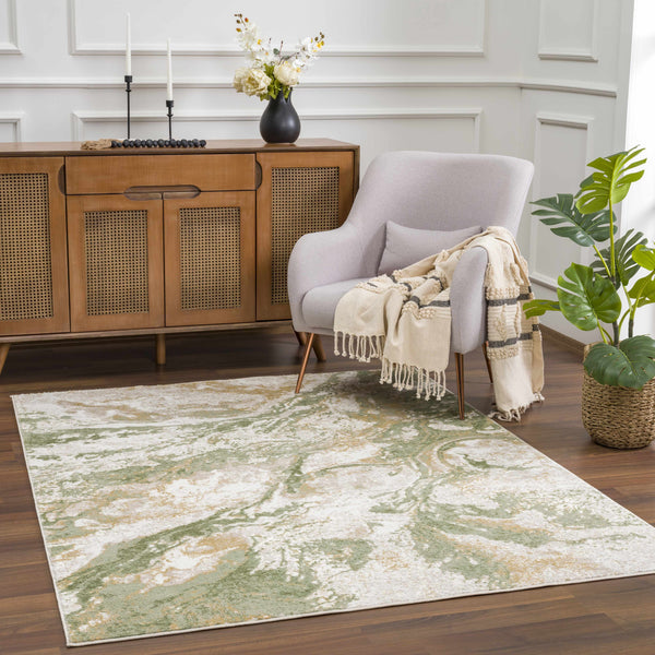Lively Marble Green Area Rug