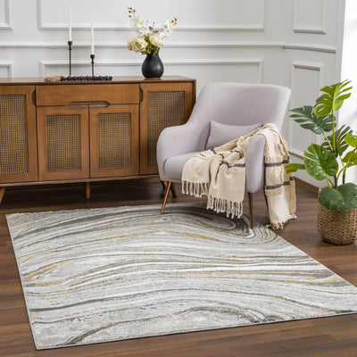 Live Marble Gray & Gold Area Rug