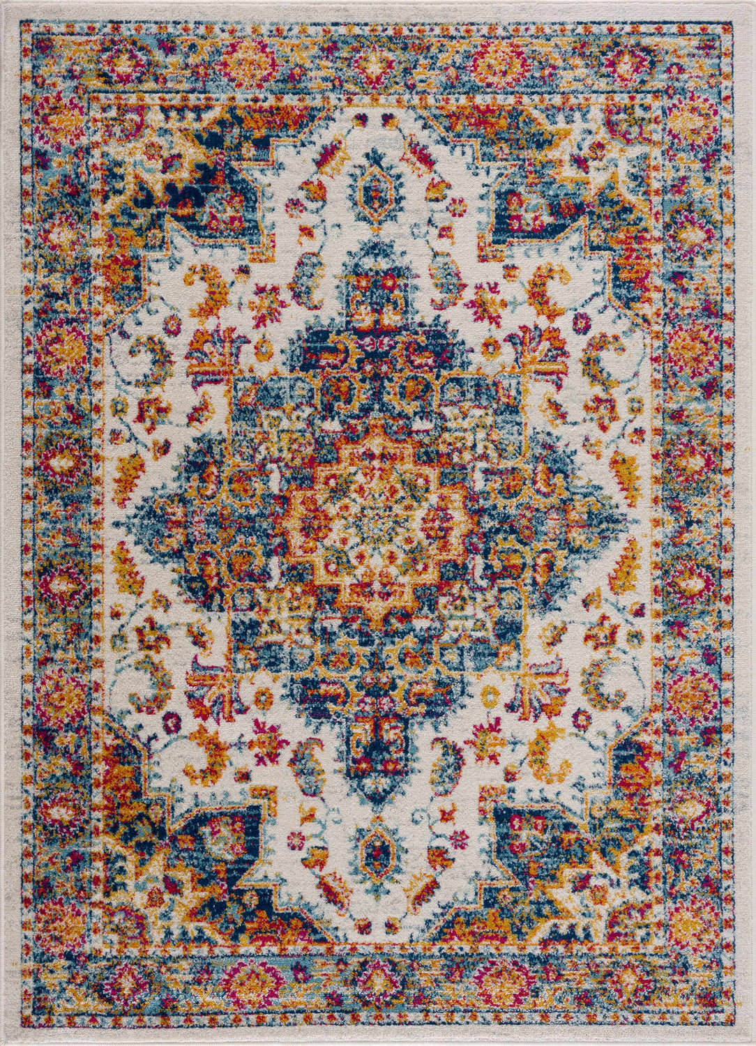 Istanbullu Blue & Orange Area Rug - Clearance